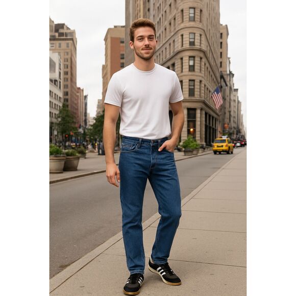 Levi's Men's Dark Blue 505 Jean 40 X 32 Inch Inseam Zip Fly - Picture 1 of 5
